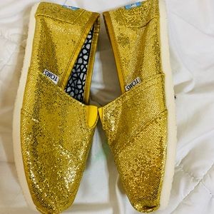 Gold Sparkly Toms Flats